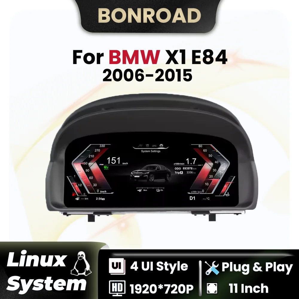 

BONROAD 11-дюймовая система Linux, автомобильная цифровая приборная панель для BMW X1 E84 2006-2015, панельный спидометр, виртуальный кабин, приборная панель