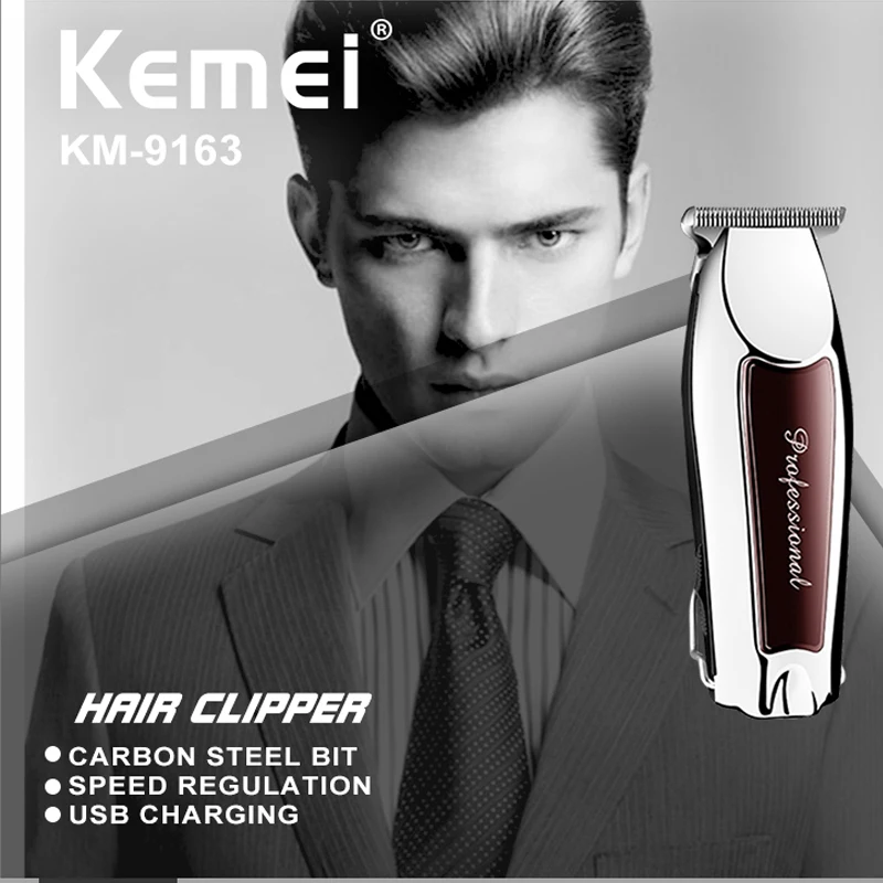 Kemei KM-9163 المهنية آلة قص الشعر الكهربائية قادين الشعر اللحية ماكينة حلاقة للرجال USB قابلة للشحن حلاقة الحلاقة