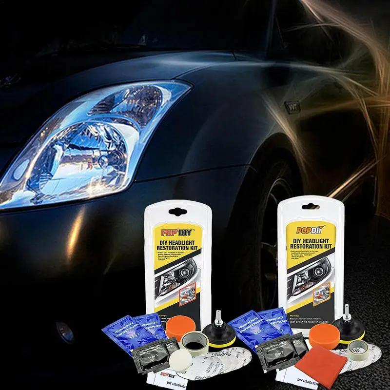 

Headlight Restoration Kit Car Brightener Headlamp Liquid Kit Oxidation lighta Polish Liquid Refurbish Tool Yellowing Scratches