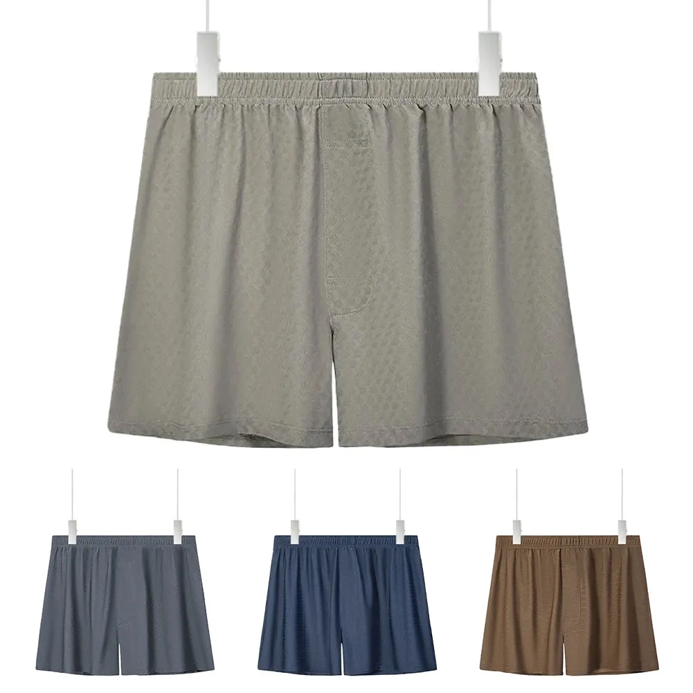 

Men's Jacquard Thin Panties Underwear Loose Pajamas Homewear Sport Underpants Breathable Boxers Trunk