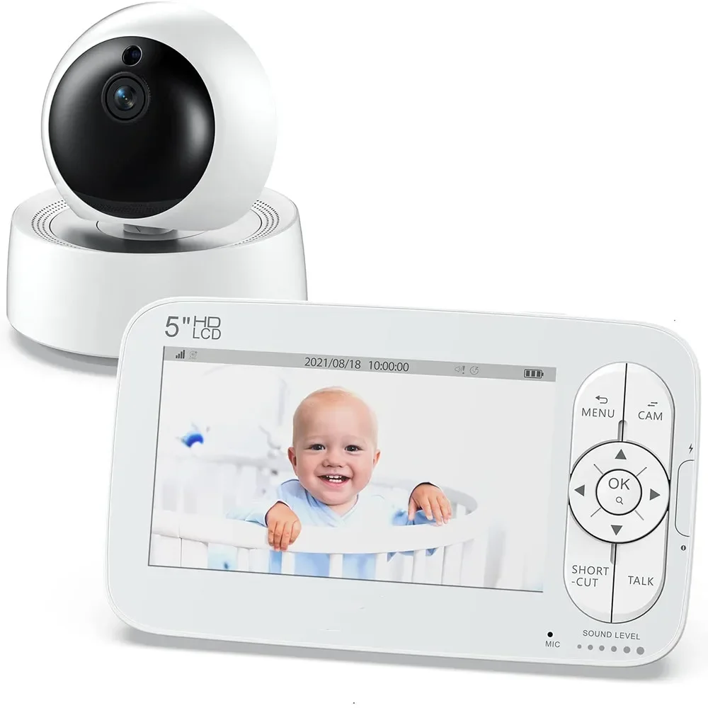 

5 Inch Display 5000mAh Battery Night Vision Two Way Talking Babyphone Pan Tilt Zoom HD Video Baby with Camera and Audio