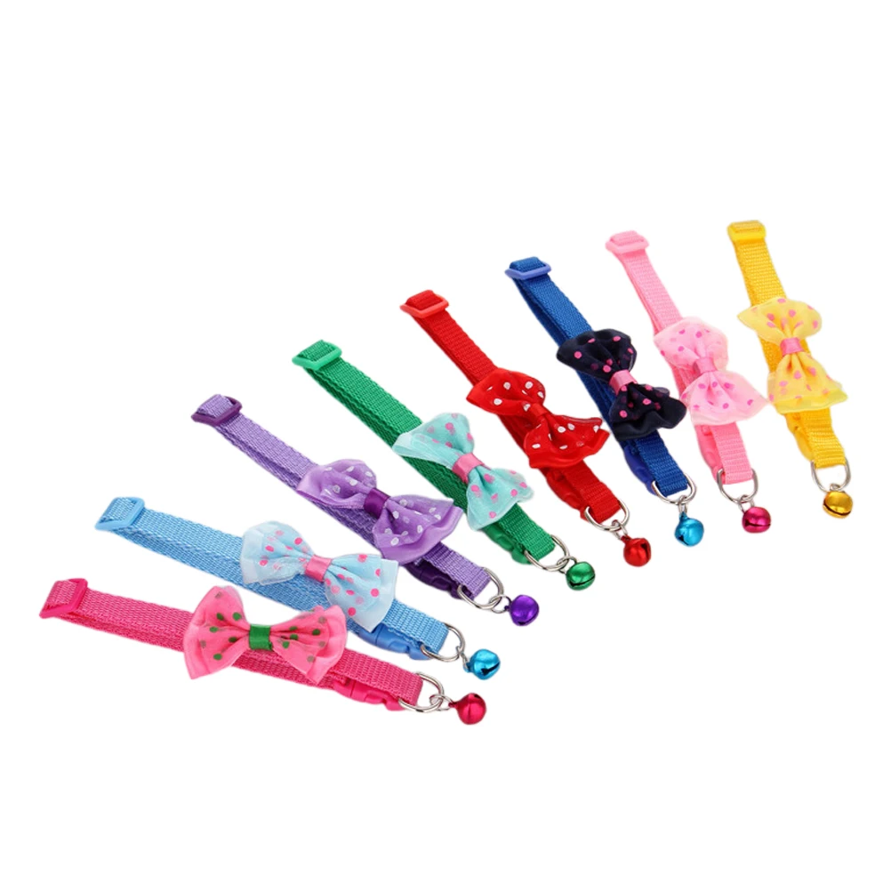

8pcs Bell Dogs Mixed Collar Color Pet Dog Collar Stylish Fashionable Pet Supplies Durable Cloth Photo Prop Supplies