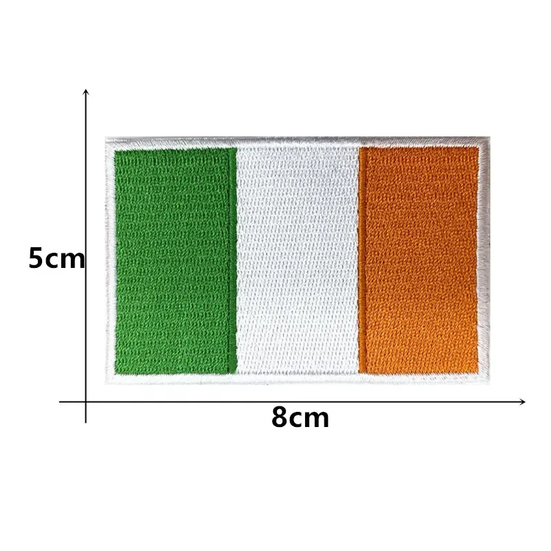 1PC Ireland Flag Armband Embroidered Patch Hook And Loop Or Iron On Embroidery Badge Cloth Military Moral Stripe