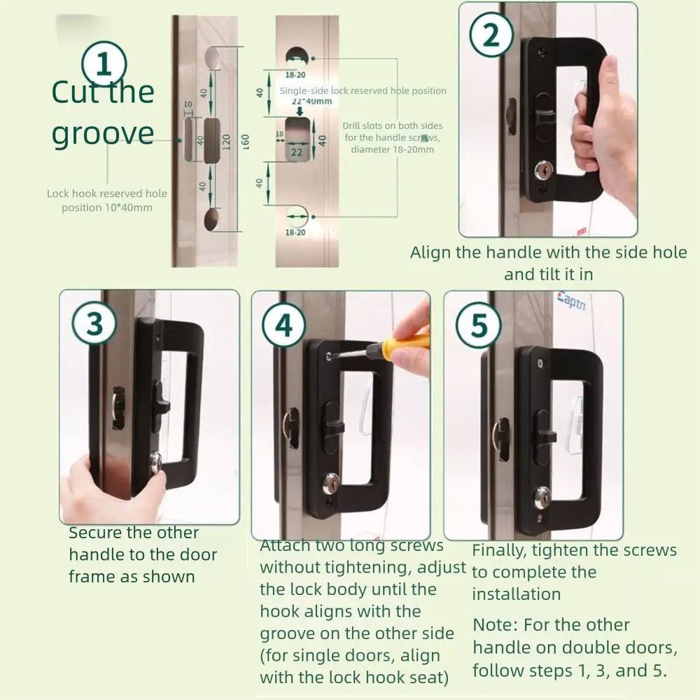 Aluminum Alloy Sliding Door Lock with Handle Anti Rust Flush Lock Kit with Key Easy To Install Door Pull Locks Garage Sheds