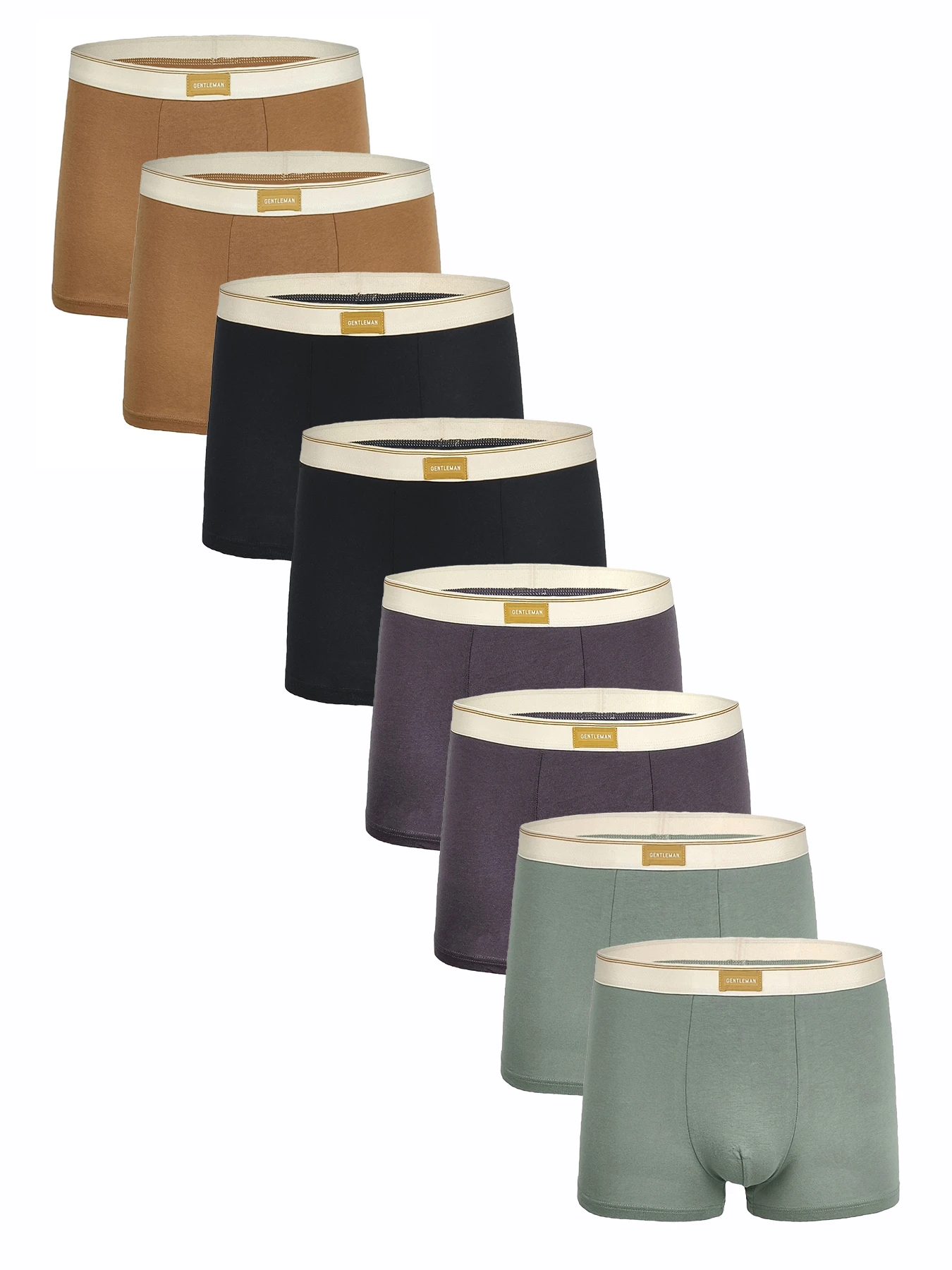 

Men's 8-Pack Cotton Boxer Briefs - "GENTLEMAN" Logo Waistband, Assorted Multicolor Underwear Set