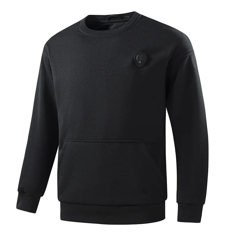 Unisex Round Neck USB Heated Sweatshirt, Intelligent Temperature Control Winter Warm Casual Electric Thermal Pullover
