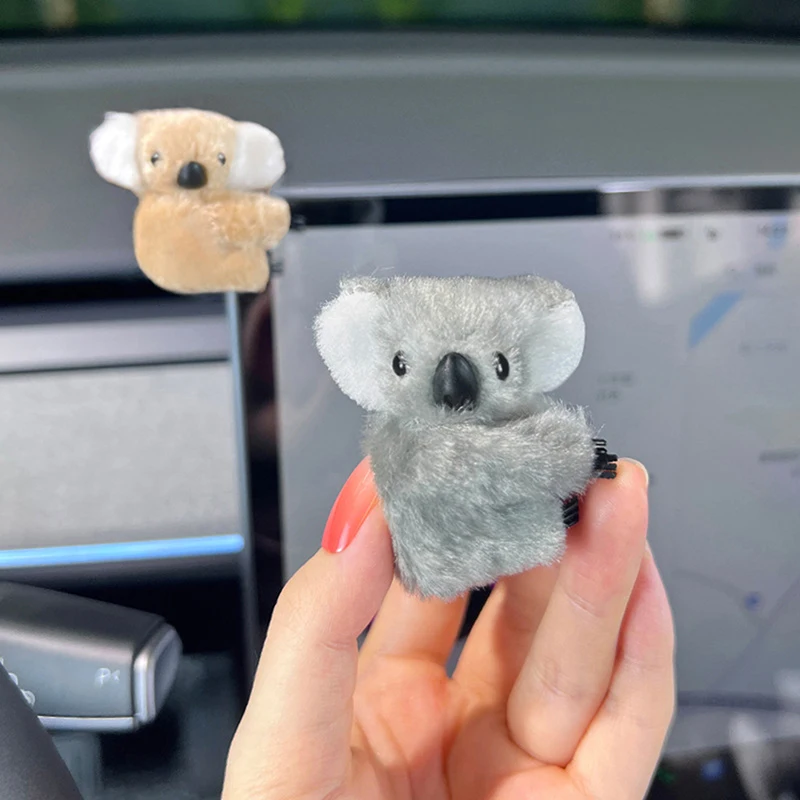 Plush Cute Koala Doll Car Interior Decoration Auto Rearview Mirror Control Screen Decor Sun Visor Card Clip Gift Car Accessories