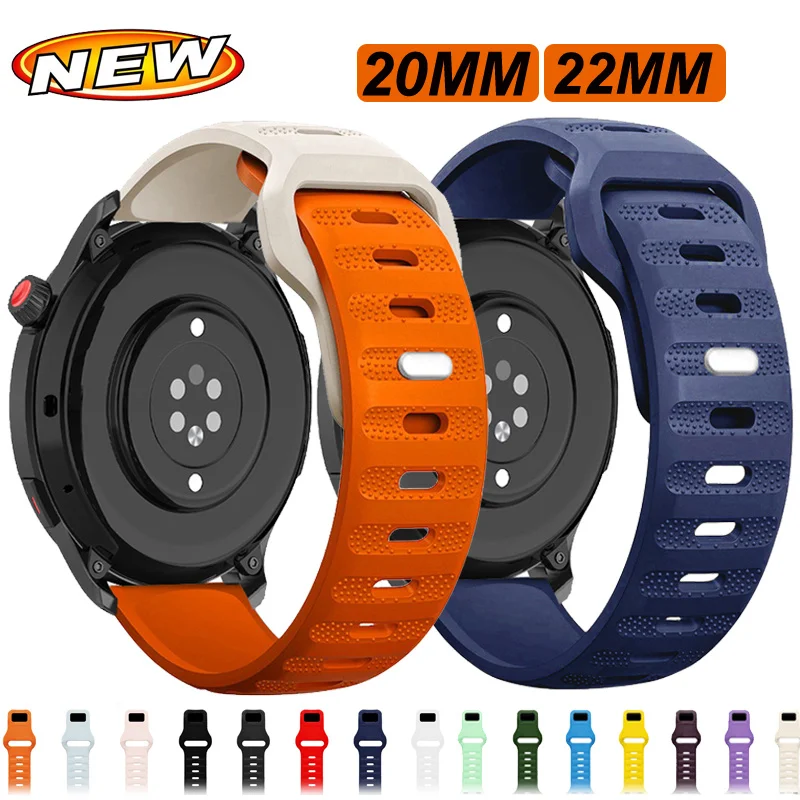 20 22mm WatchStrap For Samsung Galaxy Watch 4/6/classic 4/5 Pro/3/active 2/46 Silicone bracelet huawei watch gt 2/2e 3 pro strap