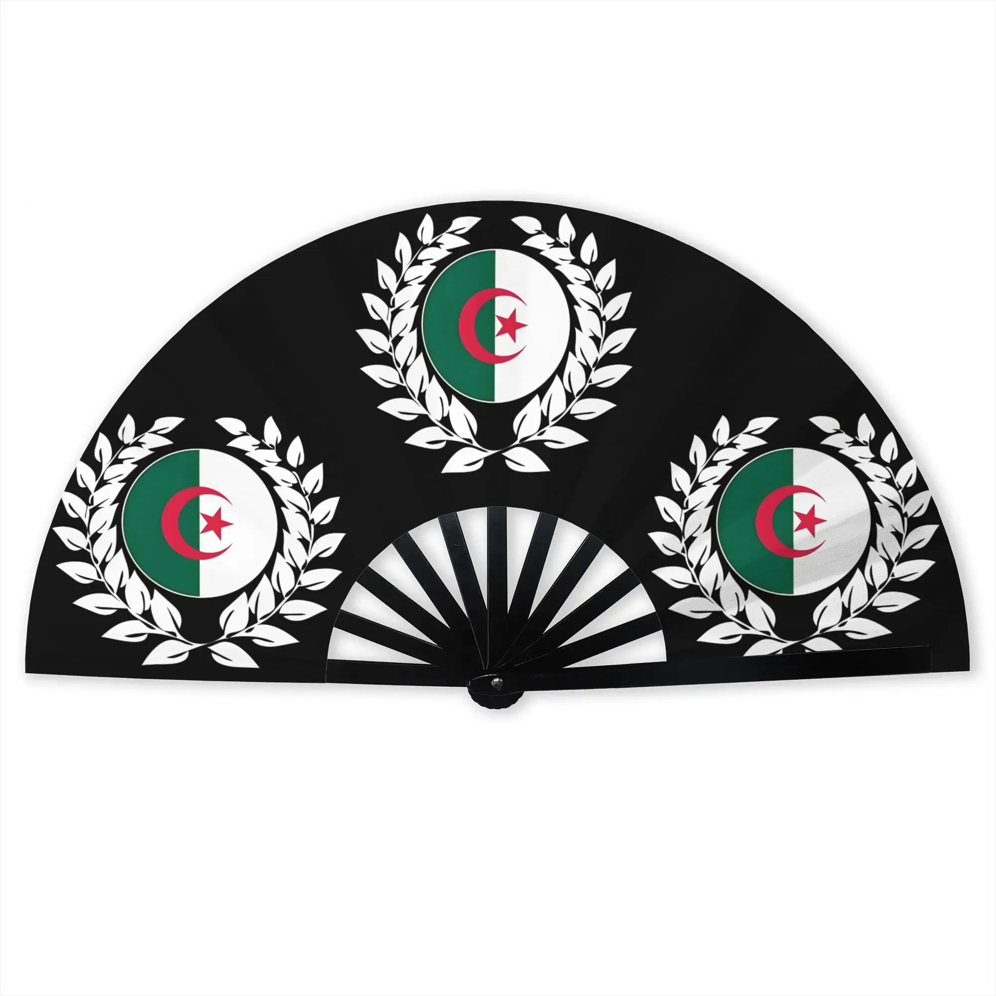 Algeria laurel Wreath Folding Hand Fan  Polyester Fabric Fan Cool Summer Accessory Decorative Fans
