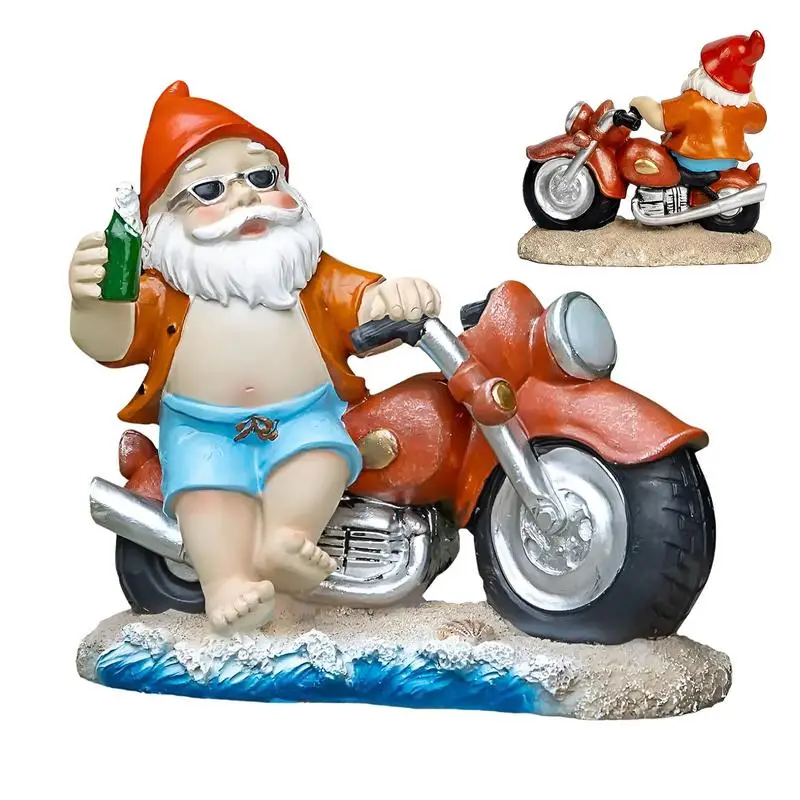 

Gnome Figurines Gnome Motorcycle Resin Sculpture Cute Cartoon Entrance Table Figurine Creative Gnome Decorations for Countertop