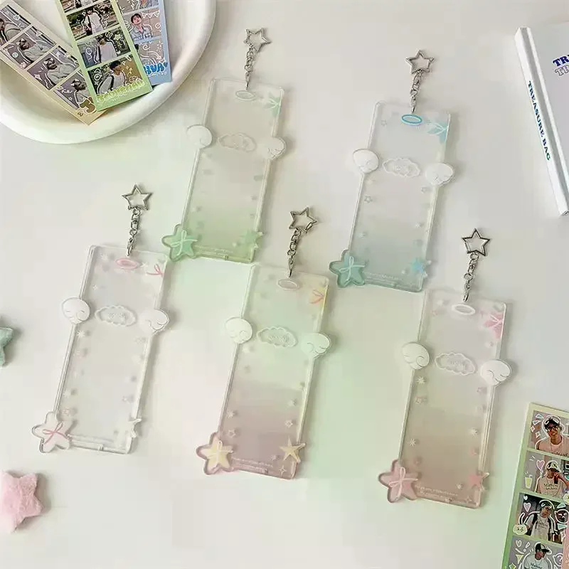 Cute Star Four-compartment Photocard Holder Acrylic Card Holder Idol Photo Storage Card Display Protect Pendant DIY Decor Gifts