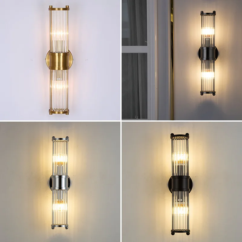 Classical style crystal wall lamp, light luxury living room bedroom bedside lamp, indoor staircase LED wall lamp