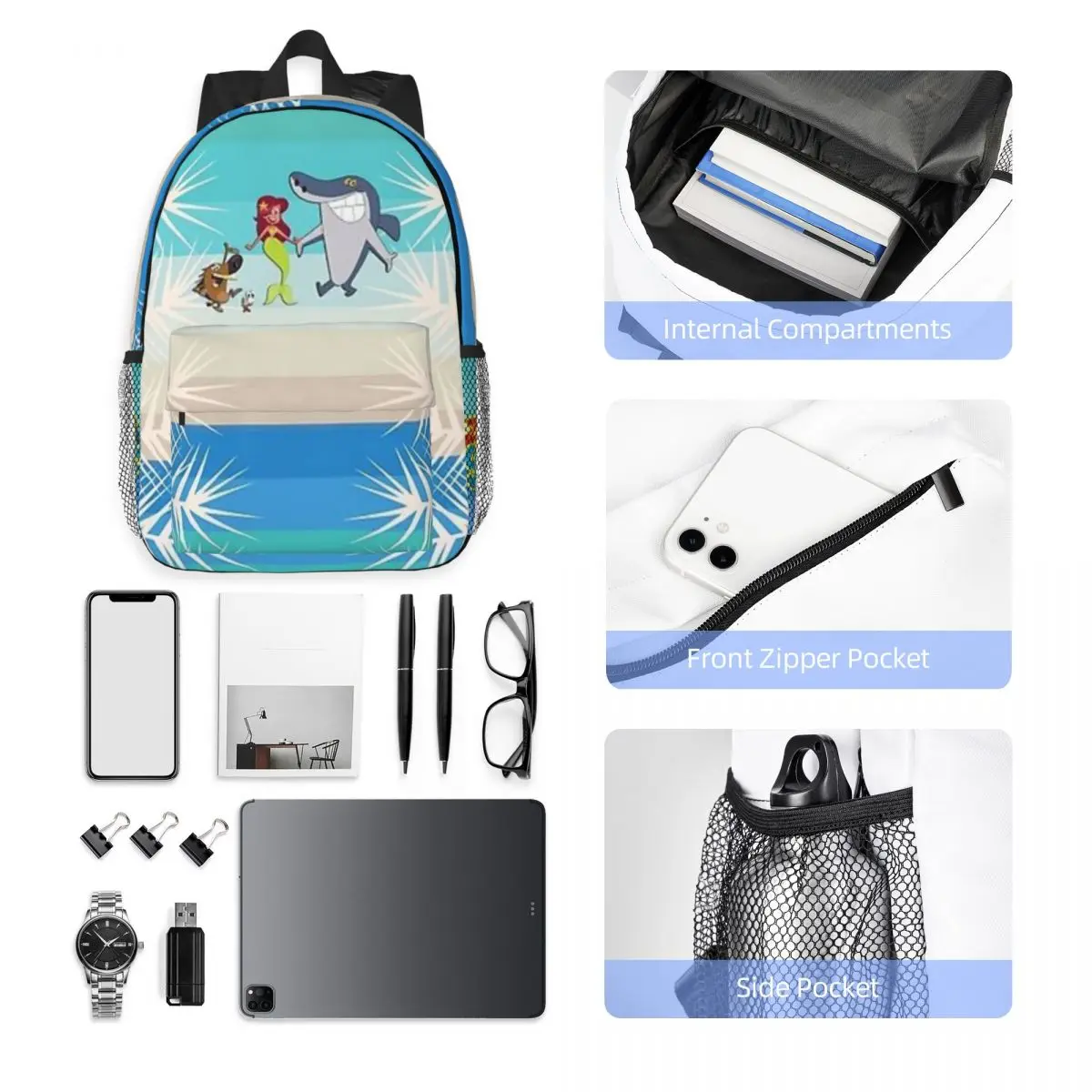 New Fashion Zig And Sharko Cartoon Game Waterproof Backpack Trendy Girls Boys Laptop School Book Bag