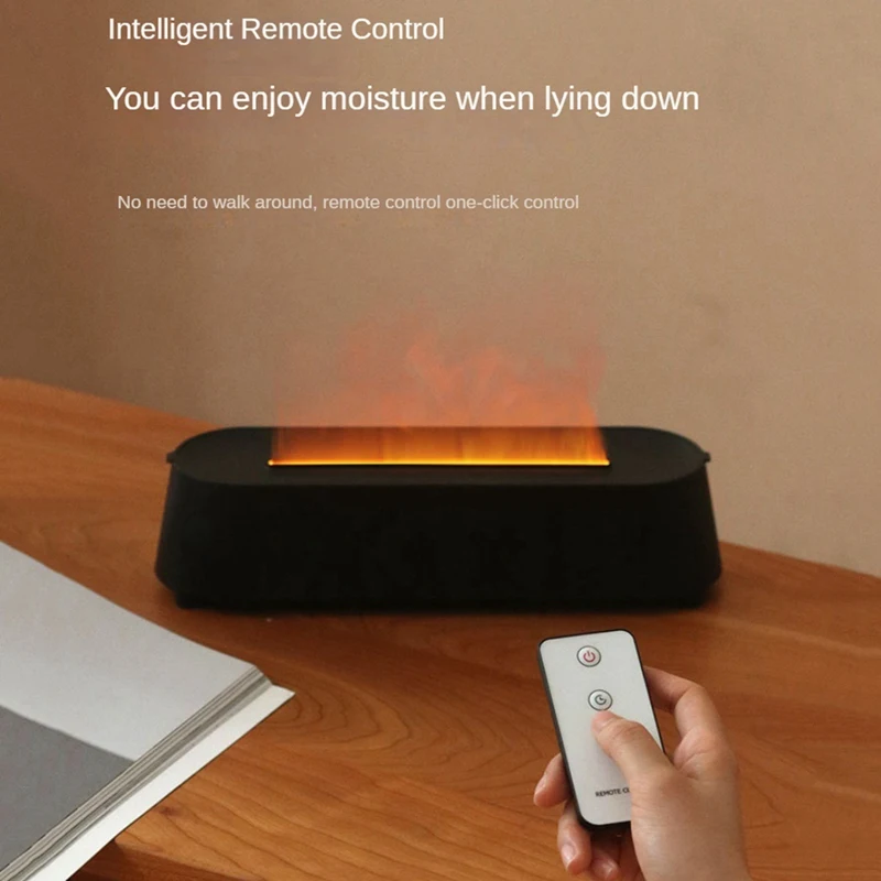 Flame Aromatherapy Air Umidificador com controle remoto, Ultrasonic Mist Maker, Fogger com óleo de 7 cores
