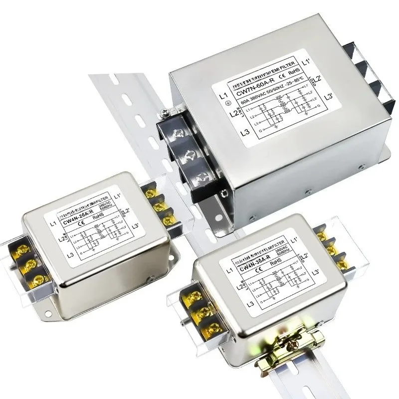 Three-phase three-wire power supply filter CW4B 4N 12B 7N-20A30A50A terminal block rail type 380VAC