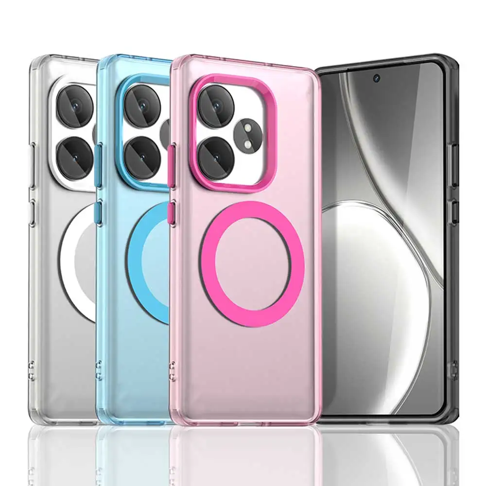Magnetische Drahtlose Lade Fall Für Realme GT6 GT6T GT Neo6 SE GT Neo6 C63 C61 Abdeckung Candy Farben Transparent Zurück Shell Coque