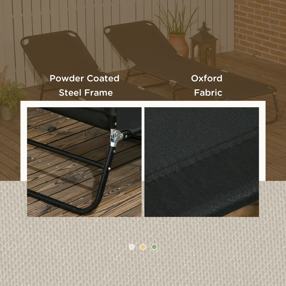 Folding Outdoor Chaise Lounge Pool Chairs with Canopy Shade Reclining Back Steel Frame Side Pocket Outsunny for Beach Yard Patio view 6
