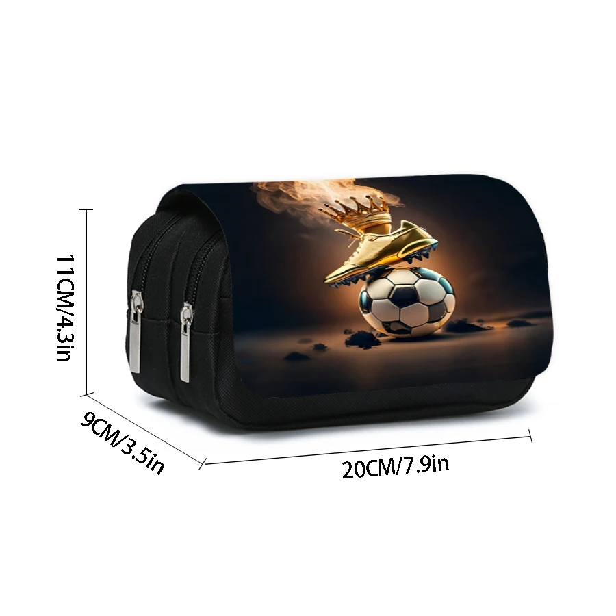 Football Pattern Double Layered Flip Pen Case For Boy/Girls Best Gifts 2D Flat Cartoon Teenagers Pen Bag School Supplies