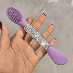 Advanced Facial mask Silicone brush Artificial diamond-inset scraper brush 2-in-1 Facial cleaning mud film mask brush