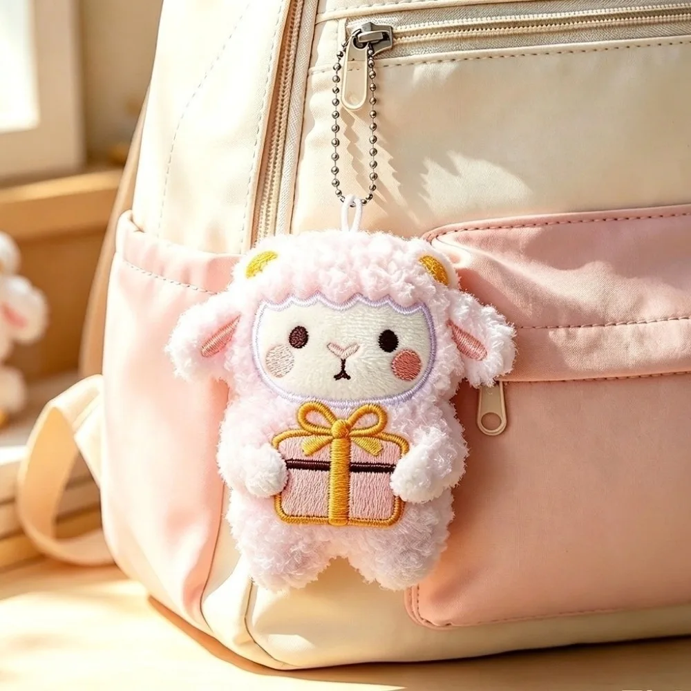 Chinese Zodiac Sheep Plush Keychain Cartoon Multi Colors Fluffy Curly Sheep Keychain Soft Sheep Key Ring Backpack Accessories
