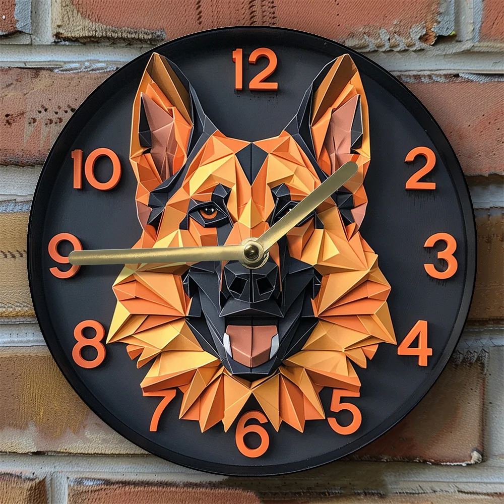 

Wall Clock With German Shepherd Design - Perfect For Pet Lovers & Mother'S Day Decor, Diy Spring Bedroom Accent Dog Wall Clock