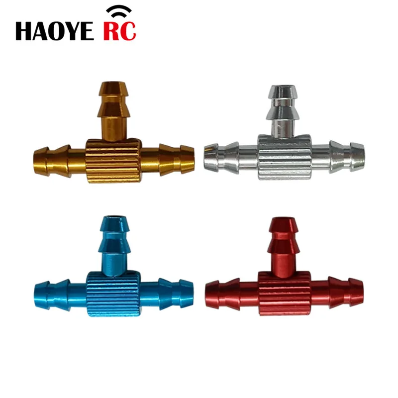 HY 2 Pcs CNC Alu Fuel Pipe T-Joints Fuel Tank Nozzel/Metal 3 Way T Shape T-Fittings Tee Joint Fuel Hose Valve Joiner RC Parts