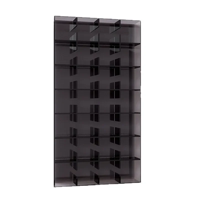 Wall Mounted Acrylic Display Shelf Multi Grid Chinese Style Storage Rack for Tea Sets Home Decor Cabinet
