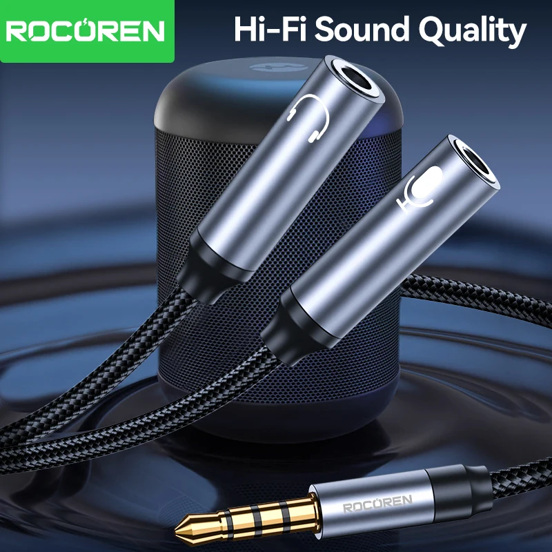 Rocoren 3.5mm Jack AUX Audio Splitter Cable 2 Way Aux Male to Double Female Headphone Audio Adapter For Earphones Phone Tablet