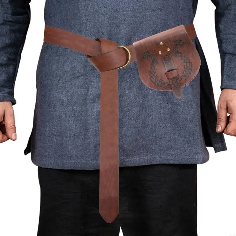 

X4YC Medieval Belt Bag Set Renaissances LARP Cosplay Costume Leather Coin Purse Gifts
