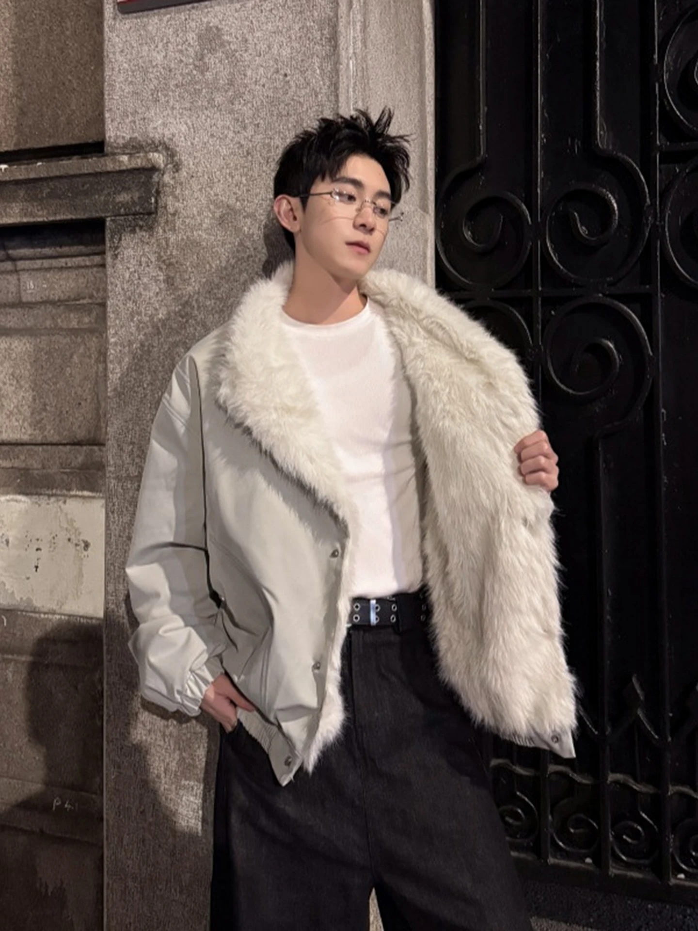 

Cleanfit Men's Cotton Jaet Coat ort Thiened Winter Warm Fur Collar Casual Sle Polyester Filling Long Sve Button Cl...