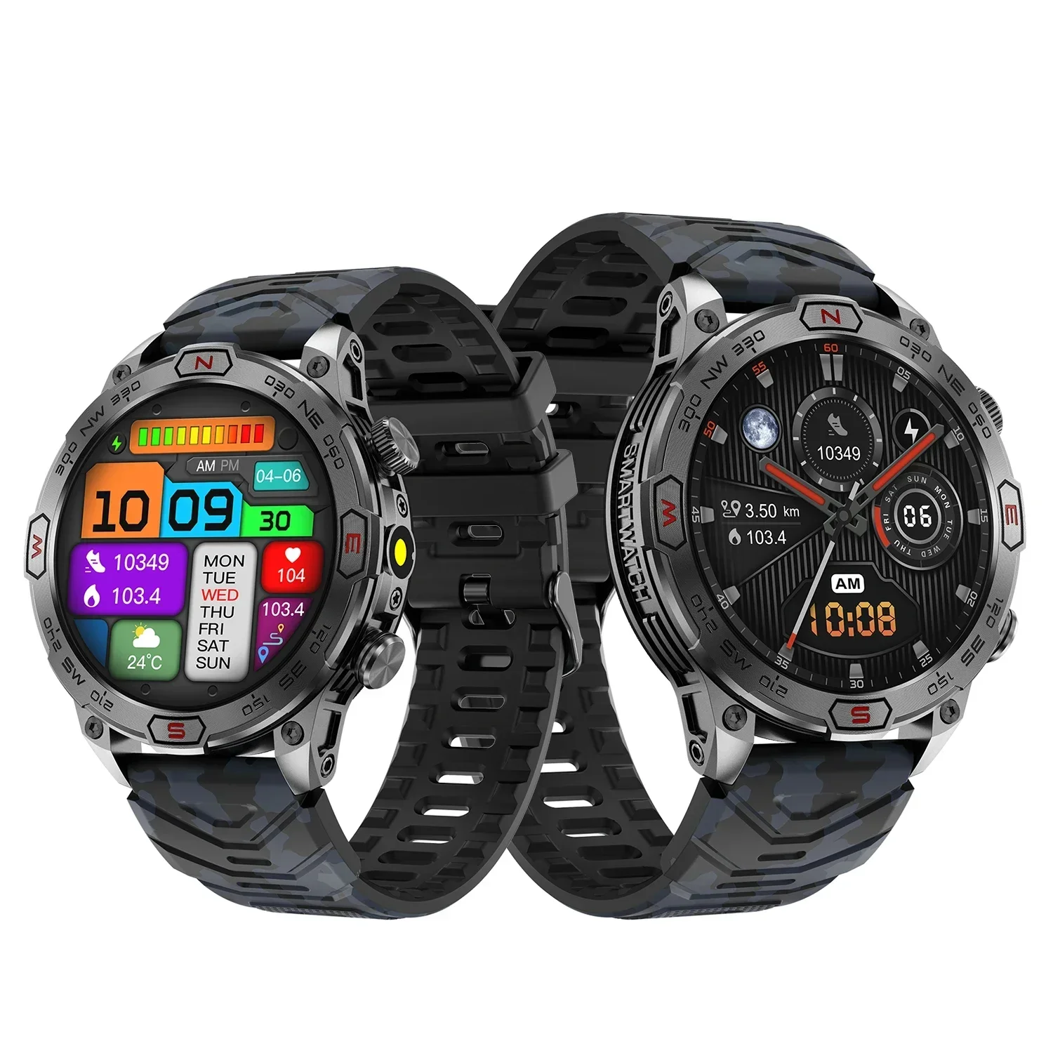 

2024 Sports Smartwatch - 1.43-inch AMOLED Large Screen. Bluetooth Talk. Flashlight & Compass. Outdoor Sports Fitness Tracking.