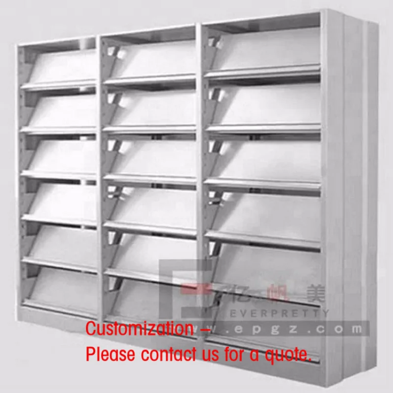 custom.High Quality School Furniture Library Furniture Double-sided School Books Display Metal Bookshelf