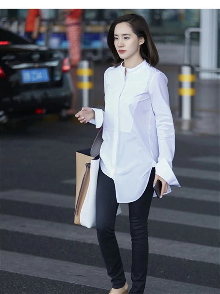 Summer Women Blouse Spring Shirt Female Woman Blouse Maxi Blusas Chiffon Casual Elegant Vintage Long Sleeve Oversize Loose White