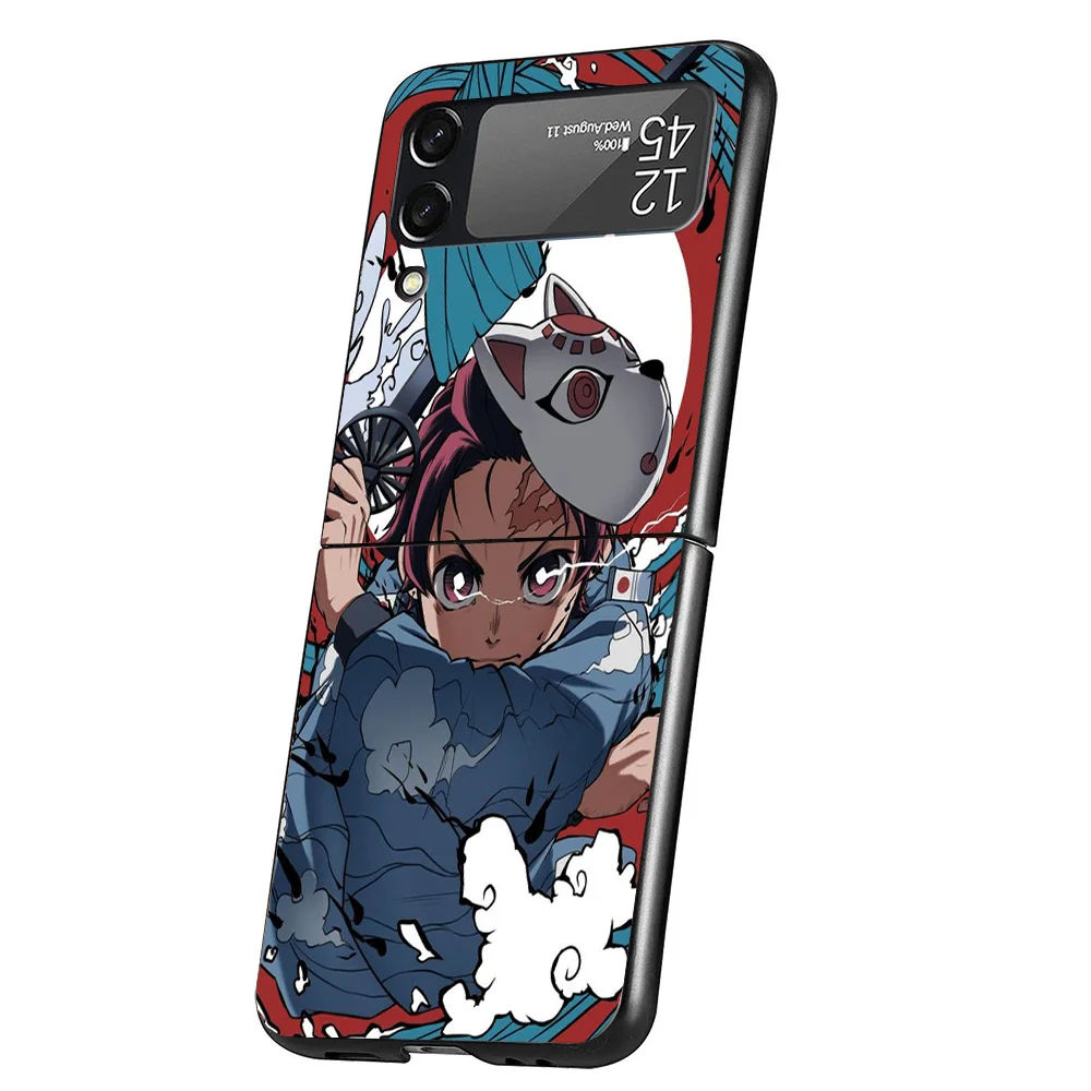 Demon Slayer Tanjiro Cover Phone Case For Samsung Galaxy Z Flip 6 5 4 3 5G Flip6 Flip5 Flip4 Flip3 Black Hard Fundas Shell