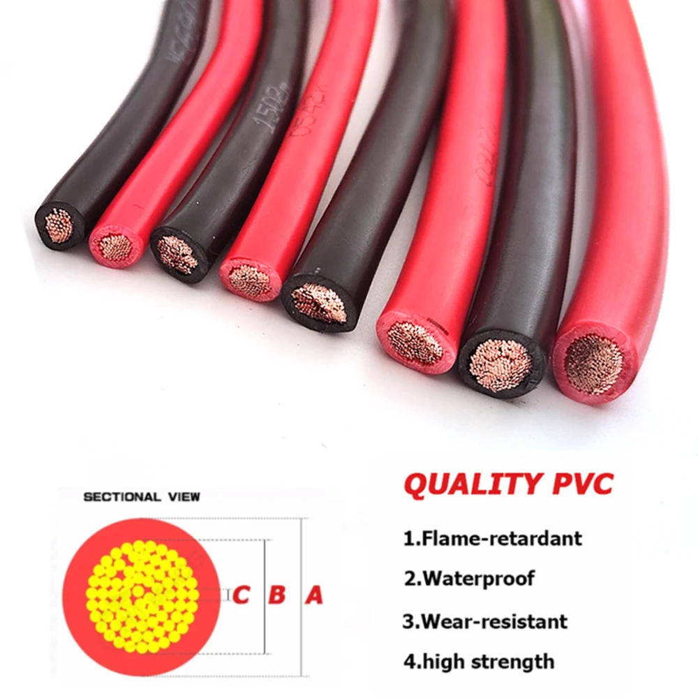 RV Electric Wire 10mm2 16 25 35mm²  PVC Copper Cable Red Black Electrical Wires 220V Single Core Multi Stranded Soft Wire