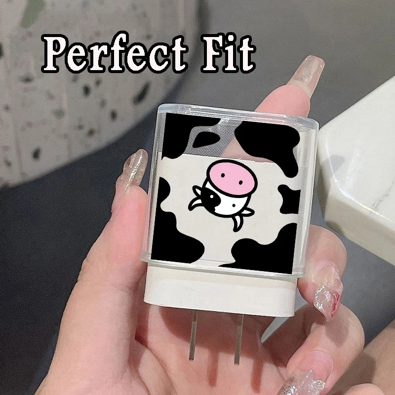 Cute Cow Protection Case for IPhone 15 14 13 Pro Max 18/20W Charger&Charging Protector Data Wire Winder