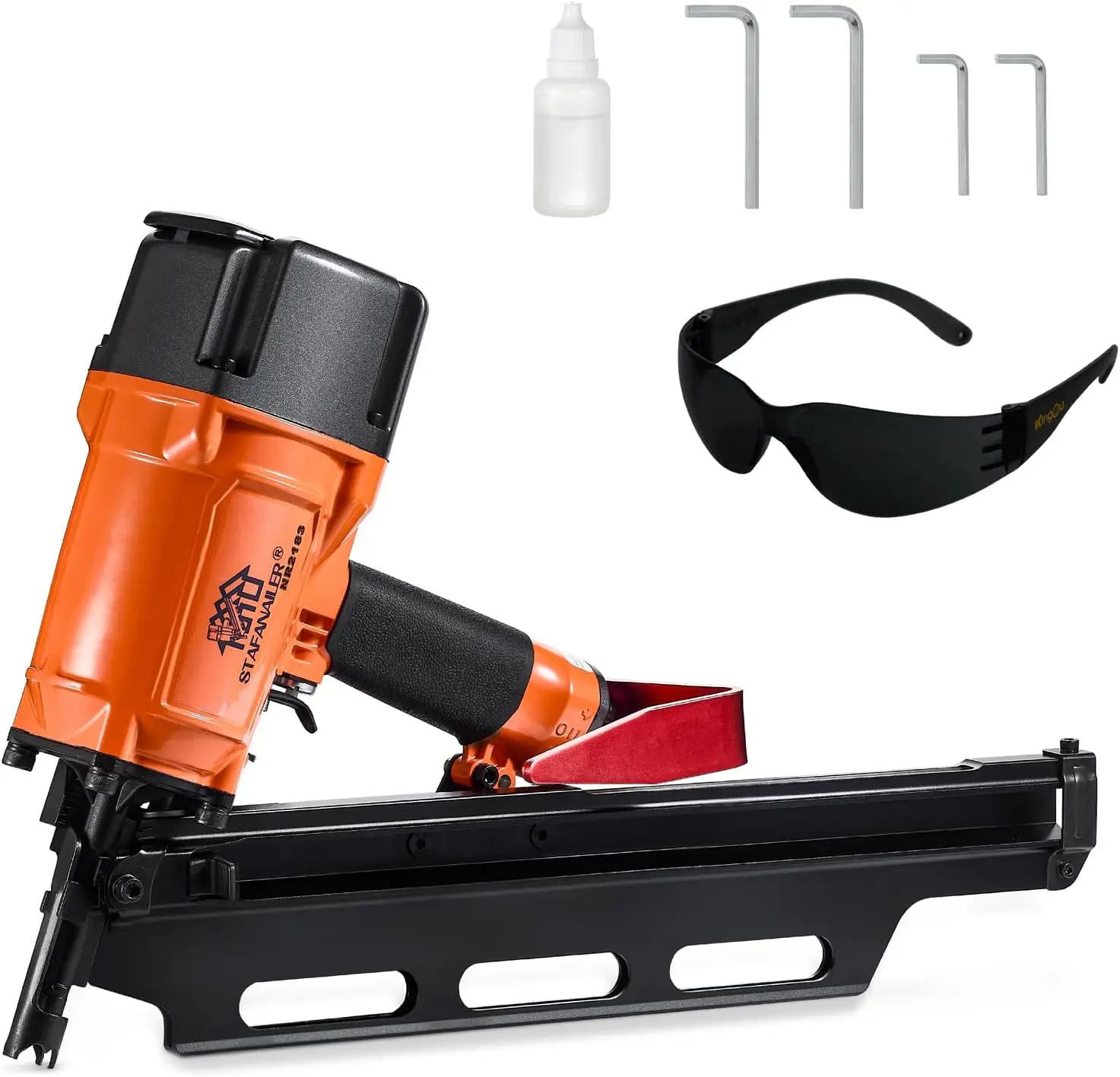 21 Degree Pneumatic Framing Nailer, High Speed with Aluminum Magazine, Drives 2 to 3-1/4-Inch Collated Full Head Framing Nails, Ideal for Framing and Wooden House Construction