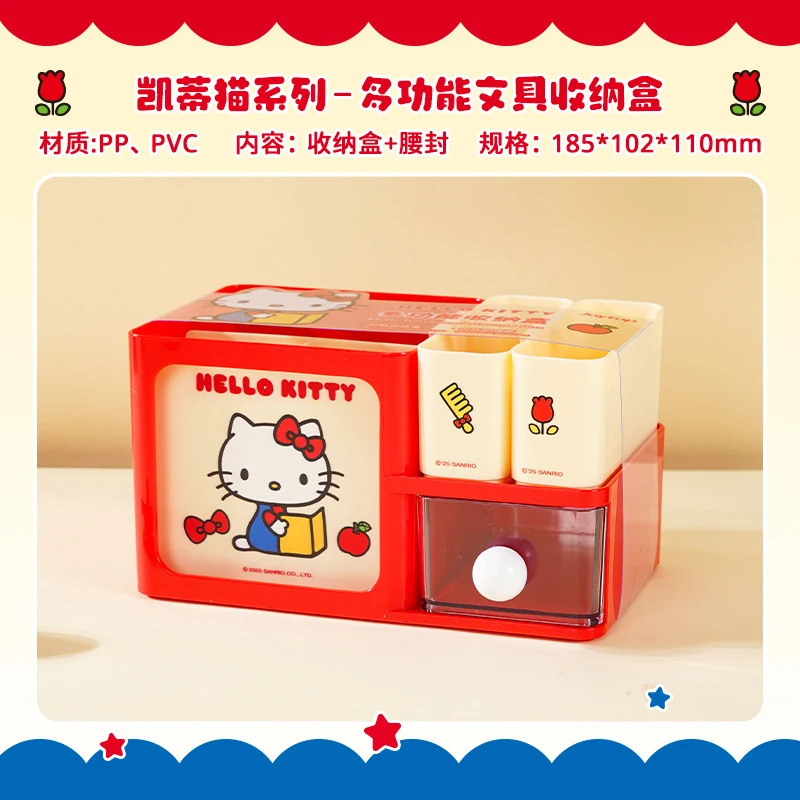 Hello Kitty Multifunctional Stationery Pencil Holder   Simple and Cute Storage Box for Students' Desks view 6