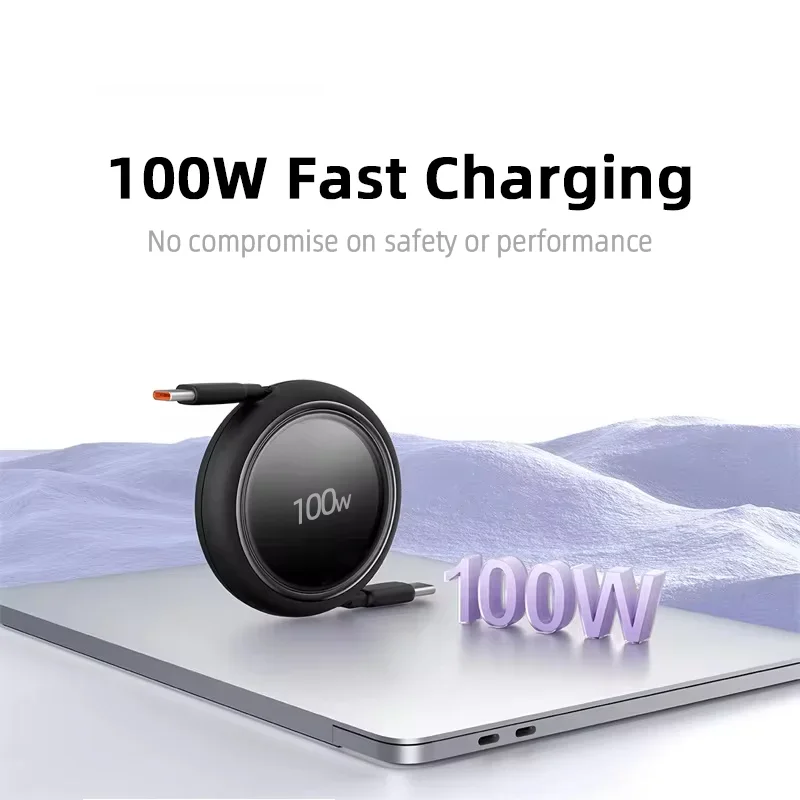 100W Retractable USB C Cable Fast Charger Cable For MacBook iPad For iPhone 15 Plus Pro Max Type C For Xiaomi Samsung For Switch