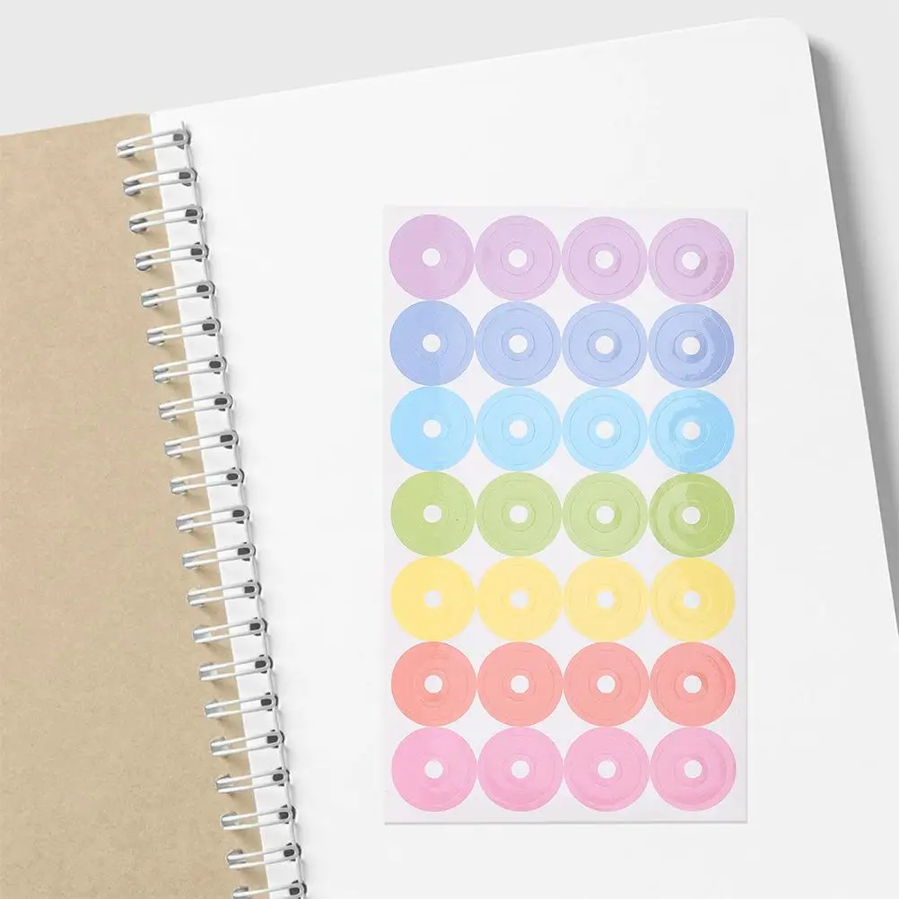 12 Sheets Stickers Protective Label Hole Punch Reinforcement Protector Rings Paper Donut Loose Leaf Punched