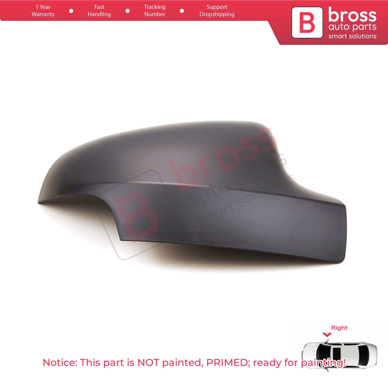 Bross Auto Parts BSP1102-2 Car Side Rearview Wing Mirror Shell Scull Cap Cover Right 963741273R for Renault Symbol 3