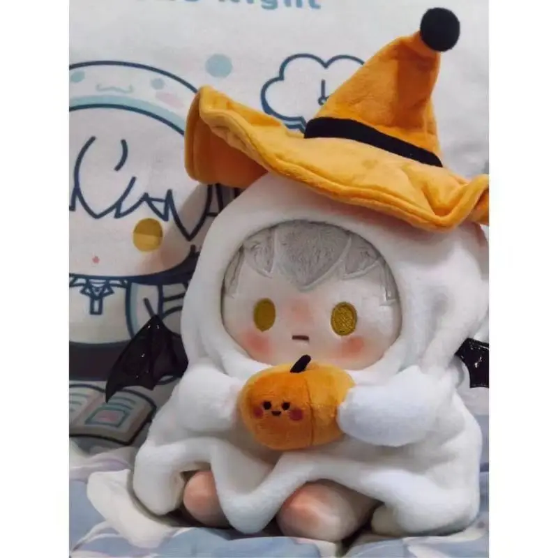 Cute 10cm Halloween Ghost Witch Hat Outfit With Pumpkin Prop For Cotton Plush Stuffed Dolls Adorable Change Clothes Doll Clothes