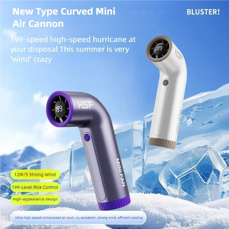 مروحة صغيرة محمولة بقدرة 4000 مللي أمبير في الساعة، 199 سرعة، شاشة رقمية توربو، سرعة متغيرة لا نهائية، مروحة محمولة خارجية، شحن USB