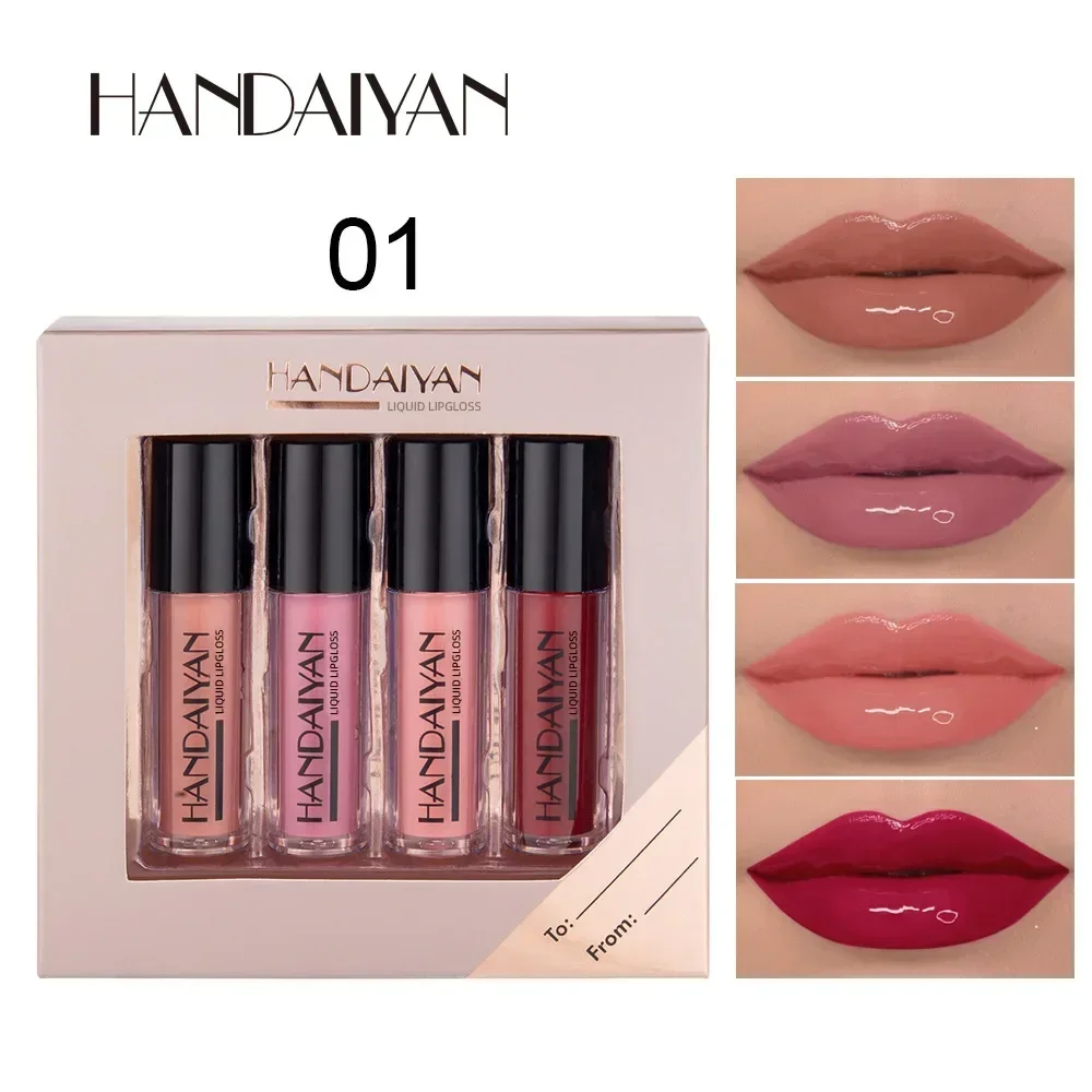 4pcs/box Rose Red Brown Stain Lip Gloss Waterproof Long-lasting Easy To Wear Velvet Lip Mud Autumn/Winter Makeup Lip Tint