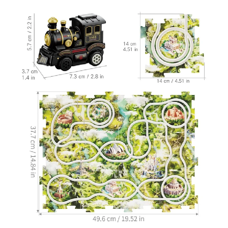 Rompecabezas de Navidad para niños, coche ferroviario eléctrico, juegos creativos, bricolaje, escena de montaje, mapa, tren ferroviario, juguetes para niños, regalos divertidos de Navidad