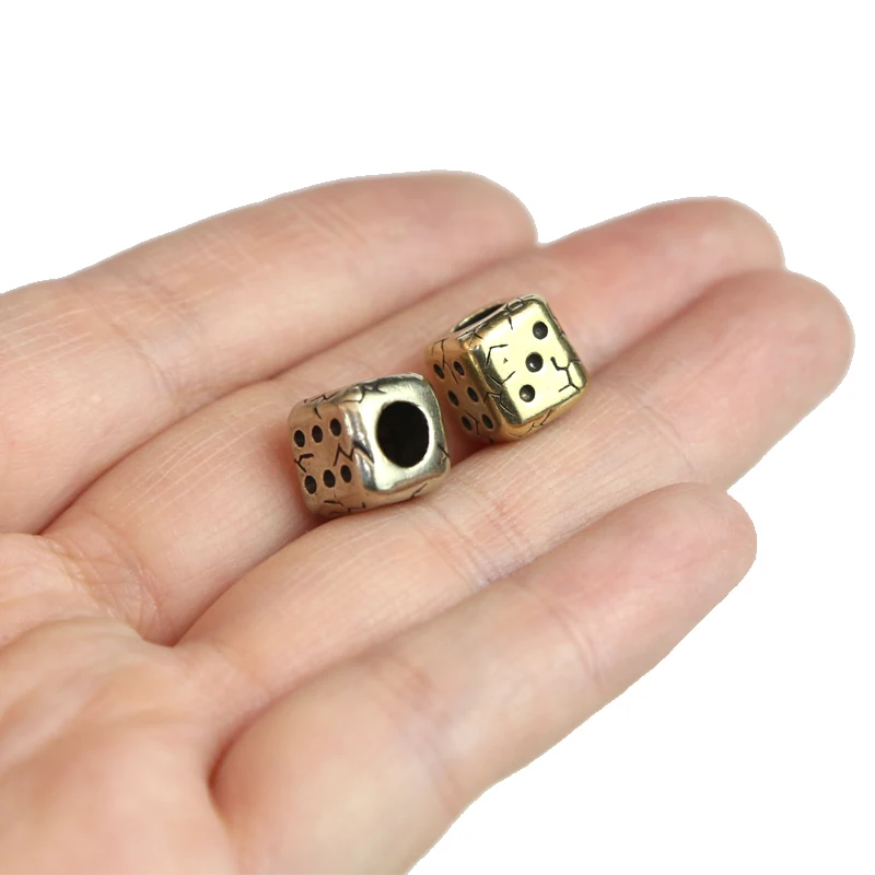 Retro dados faca de bronze contas edc ao ar livre diy paracord pulseira acessórios chaveiro tecido paracord corda brinquedo de descompressão edc