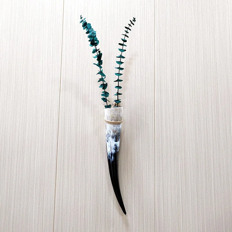 Natural horn wall hanging Nordic retro wall hanging vase creative living room