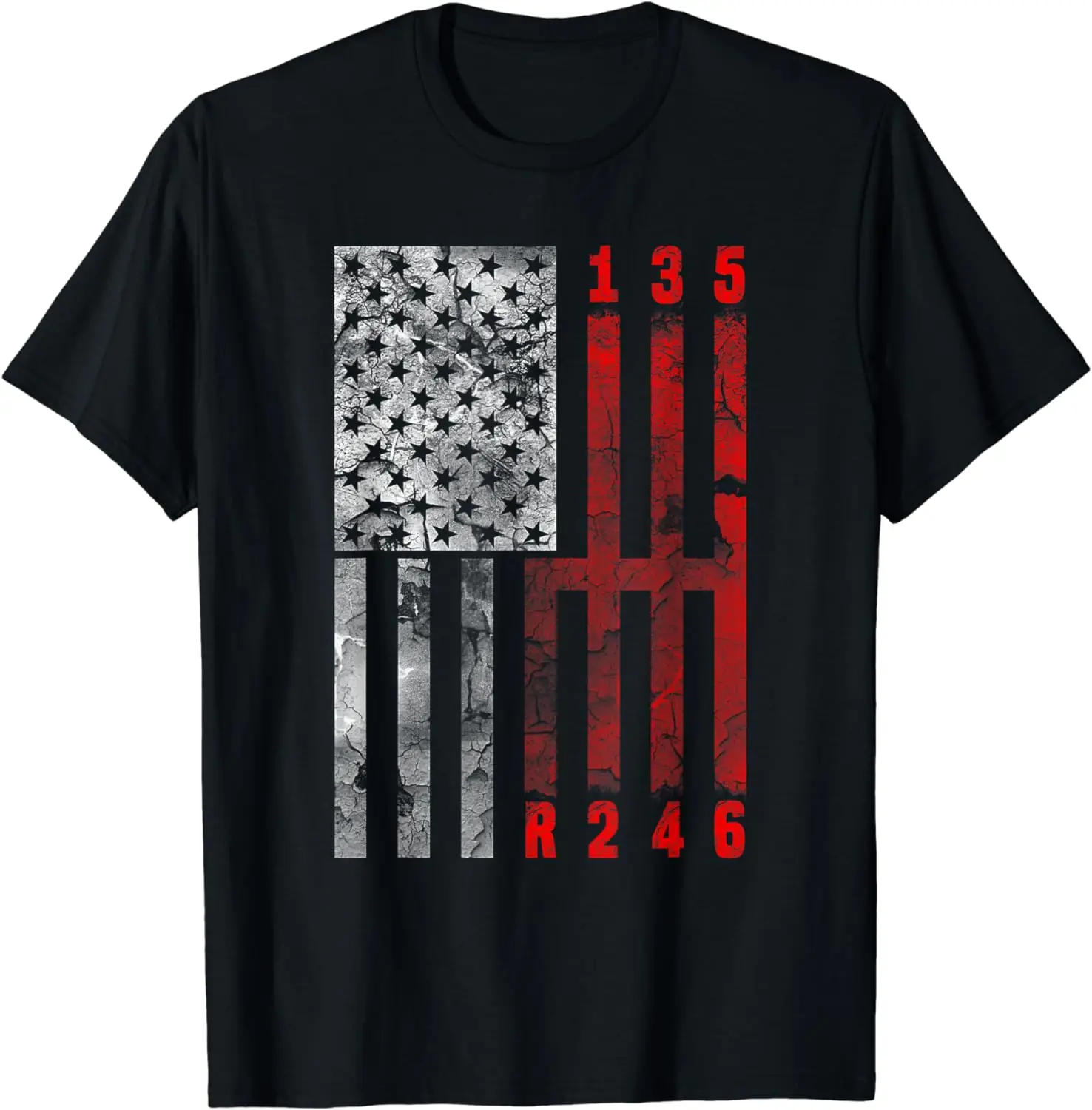 Stick Shift American Flag Muscle Car 6 Gears MechanShirt T-Shirt