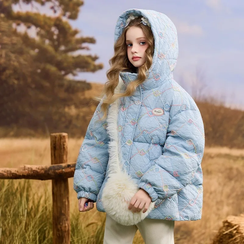 

Winter Children Girls Parka Hooded Thick Warm Colorful Junior Girls Outerwear Coat Young Teens Girls Velvet Kid Baby Girl Jacket