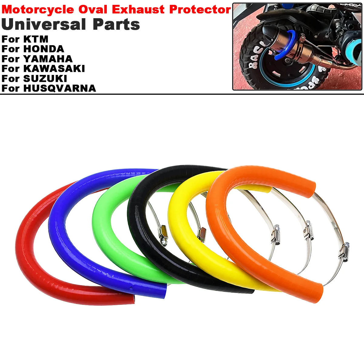 

Universal Motorcycle Accessories Oval Exhaust Protector Can Cover For KTM Dirt Bike Silicone Guard Anti-hot 250 350 450 500 CC